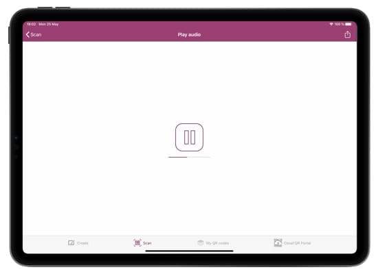 Audio QR code scanner screenshot